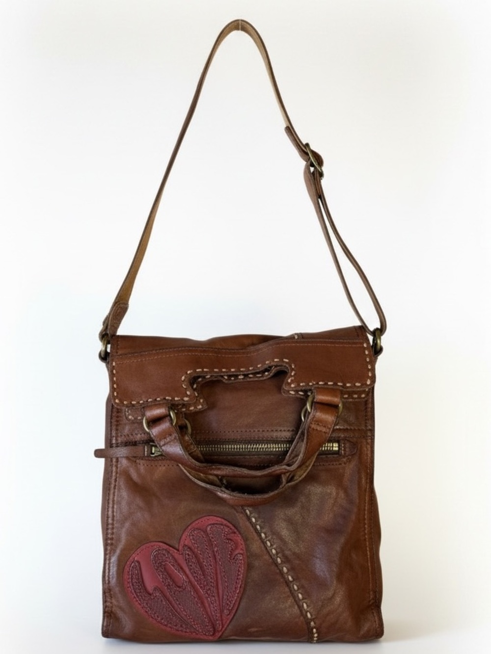 Lucky Brand Abbey Road “Tattooed on My Heart” Leather Messenger Bag